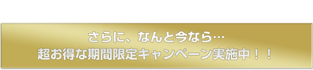 さらに、なんと今なら、超お得な期間限定キャンペーン実施中!!