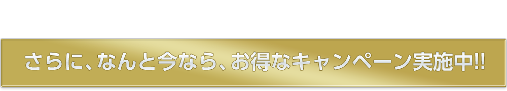 さらに、なんと今なら、お得なキャンペーン実施中!!